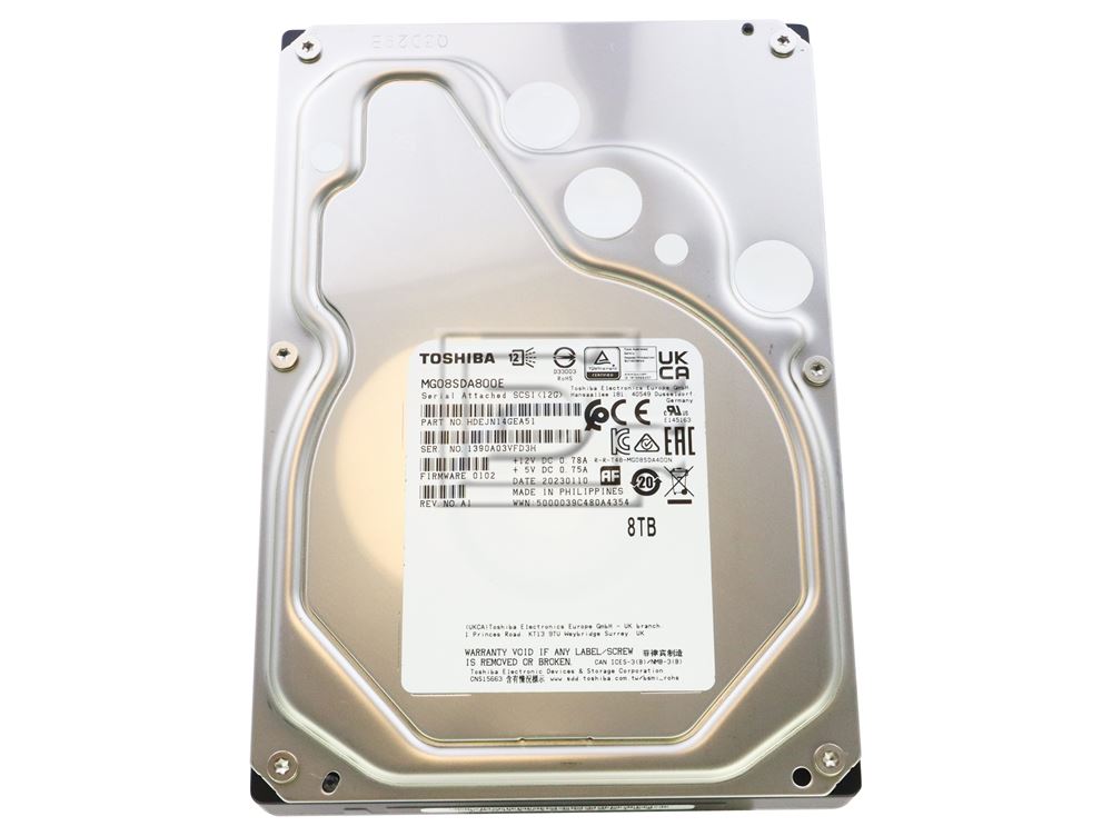 Toshiba MG08SDA800E 8TB SAS Hard Drive 3.5in LFF 12Gbps 512e MG08-D Series Enterprise HDD