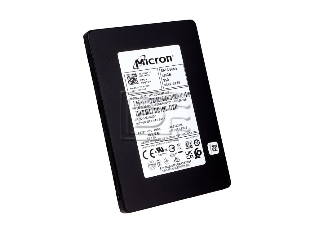 Micron 5300 MAX Micron MTFDDAK480TDT-1AW1ZABDB Dell KG2YN 480GB 2.5" 6Gbps eTLC Mixed Use SATA Solid State Drive