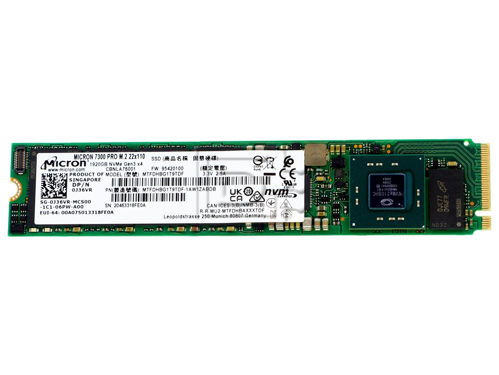 Micron 7300 PRO 1.92TB M.2 22110 SSD Read Intensive TLC NVMe PCIe 3.0 x4 MTFDHBG1T9TDF-1AW1ZABYY