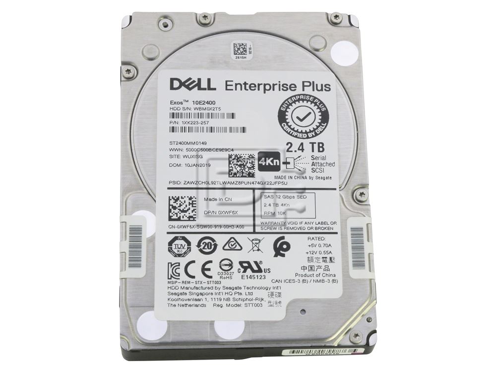 Dell XWF6X 2.4TB 10K SAS 12Gbps 4Kn SED FIPS 140-2 Hard Drive HDD ST2400MM0149